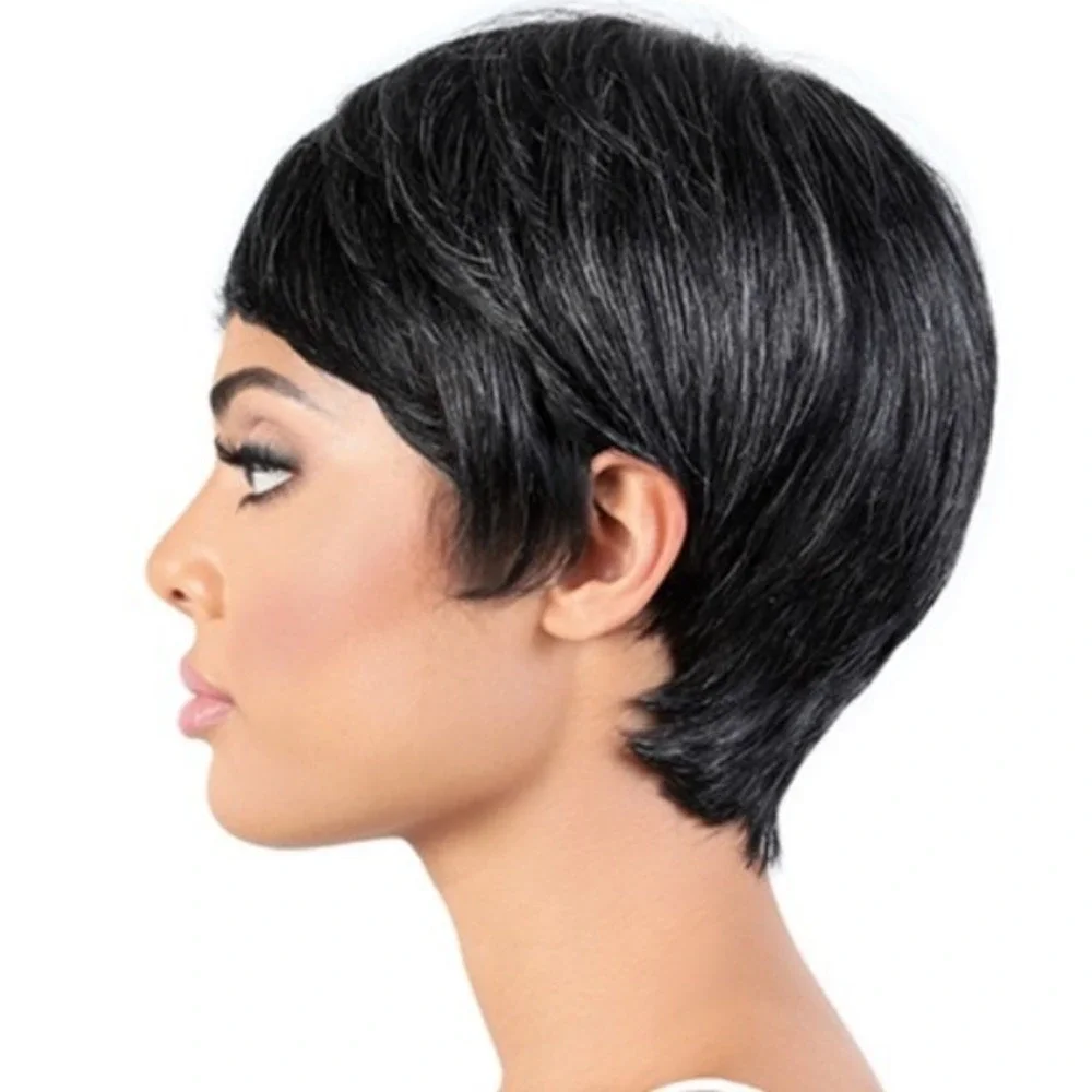 Motown‎ Tress SH Pixie Wig 100% Human Hair Silver Gray Color 56 NWT Short Cut